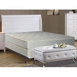 Continental Sleep Gentle Firm Tight top Innerspring Mattress And 8-Inch Wood Box Spring Foundation Set with Frame 75" X 48" Beige