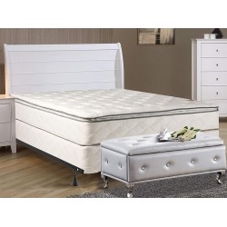 Continental Sleep Medium Plush Pillowtop Innerspring Mattress And 8" Wood Box Spring Foundation Set With Frame Queen Size