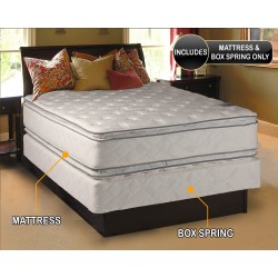 Dream Solutions Pillow Top Mattress and Box Spring Set Full 54"x75"x12" Double-Sided Sleep System with Enhanced Cushion Support- Fully Assembled Great for Your Back Longlasting Comfort