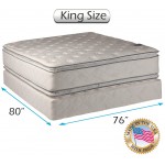 Dream Solutions Pillow Top Mattress and Box Spring Set King Double-Sided Sleep System with Enhanced Cushion Support- Fully Assembled Great for Your Back longlasting Comfort