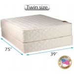 DS USA Grandeur Deluxe Gentle Firm 2-Sided Twin Mattress and Box Spring Set with Mattress Cover Protector Included Fully Assembled Orthopedic Luxury Height Longlasting by Dream Solutions USA