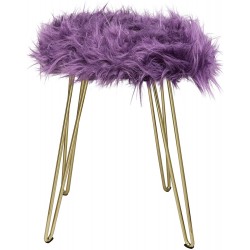GIA Home Furniture Series Accent Metal Vanity Stool with Faux Fur Seat 1-Pack Purple