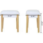GLS Vanity Stool for Makeup Room,Makeup Chair with Solid Wood Legs,Padded Cushioned Entryway Bench,White