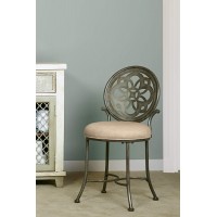 Hillsdale Furniture Marsala Vanity Stool Gray with Brown highlighting with Cream Fabric