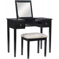Linon Home Dcor Linon Black Butterfly Stool Vanity Set with Bench 36"w x 18"d x 30"h,