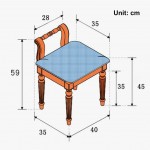 LIURUI Vanity Bench Stool Shoe Changing Stool Wooden Dressing Stool Simple Back Chair Bedroom Make Up Stool Dressing Room Stool Wooden Furniture Color : Brown Size : 40x30x45cm
