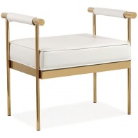TOV Furniture The Diva Collection Modern Style Faux Leather Upholstered Salon Entry Way Bench White