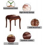 Vanity Stool Chair for Bedroom 18 Inches High Make Up Chair Brown Makeup Chair Wood Legs Decorative Chair Easily Assembled Comfy Elegant