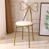 Zimtown Vanity Stool Makeup Bench Dressing Stools Leather in Gold Finish and White Upholstery Seat
