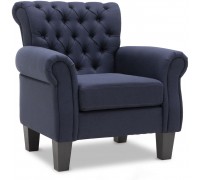 Accent Chair for Living Room Environmental Friendly Frame and Flame-Retardant Fabric Cushion Inside 42 Springs Blue
