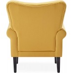 BELLEZE Modern Accent Chair Armchair for Living Room or Bedroom with Wooden Legs High Back Rest Padded Armrest and Comfortable Cushioned Seat Allston Citrine Yellow