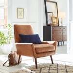 Brand – Rivet Jamie Leather Mid-Century Modern Low Arm Accent Chair 31"W Cognac