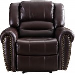 CANMOV Leather Recliner Chair Classic and Traditional Manual Recliner Chair with Comfortable Arms and Back Single Sofa for Living Room Brown