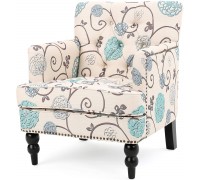 Christopher Knight Home Harrison Fabric Tufted Club Chair White Blue