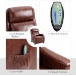 HOMCOM Massage Recliner Chair Padded Seat Cushion 165° Reclining Sofa with Side Pocket for Living Room PU Leather Remote Control Light Brown