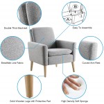 Lohoms Set of 2 Accent Chair Fabric Upholstered Comfy Arm Chair Mid-Century Modern Chairs for Living Room Bedroom Dorm Furniture Home Padded Seat Sofa Chair with Wood Legs Grey