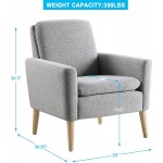 Lohoms Set of 2 Accent Chair Fabric Upholstered Comfy Arm Chair Mid-Century Modern Chairs for Living Room Bedroom Dorm Furniture Home Padded Seat Sofa Chair with Wood Legs Grey