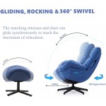 Lounge Chair with Ottoman Set Modern Accent Reading Chair Glider Rocking Chair Swivel Recliner Chair and Footrest Single Leisure Sofa Chairs for Living Room Bedroom Study Office- Navy Blue