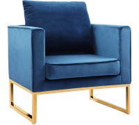 LSSPAID Accent Chairs Velvet Accent Chair Fabric Upholstered Living Room Chairs Golden Metal Legs Arm Chairs Tufted Single Sofa Chair Blue Set of 1