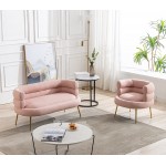 Modern Accent Chair Upholstered Living Room Sofa Chair with Tufted Backrest Padded Comfy Arm Chair Leisure Lounge Chair Pink