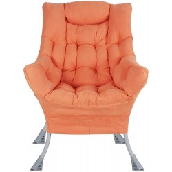Superrella Modern Soft Accent Chair Living Room Upholstered Single Armchair High Back Lazy Sofa Orange