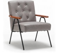 UNICOO Modern Accent Chairs Mid-Century Armchair Living Room Chairs Leisure Chair with Metal Legs Reception Side Chairs ZKL-222K Dark Grey