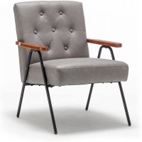 UNICOO Modern Accent Chairs Mid-Century Armchair Living Room Chairs Leisure Chair with Metal Legs Reception Side Chairs ZKL-222K Dark Grey