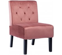 Velvet Fabric Armless Accent Chair Leisure Side Chair Cute Decorative Slipper Chair Small Tufted Single Sofa Chair for Living Room Bedroom Office Reading Room Nook Pink