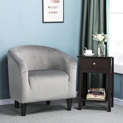 Yaheetech Small Velvet Accent Chairs Set of 2 Comfy Barrel Chair Modern Accent Chair for Living Room Waiting Room Bedroom Grey