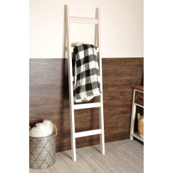 BrandtWorks 6-ft. Hand-Stained Chunky Wooden Blanket Ladder White Washed