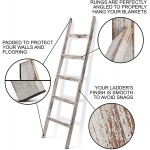 Short Birds Rustic 5ft Blanket Ladder Farmhouse Home Decor Quilt Towels Throw Wood Decorative Shelf Easy Assembly Leaning Padded White Wash