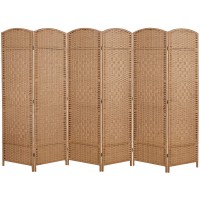COCOSICA Room Divider and Folding Privacy Screen Tall Extra Wide Foldable Panel Partition Wall Divider with Diamond Double-Weaved & 6 Panel Room Screen Divider Separator Natural 6 Panel