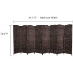 Cocosica Weave Fiber Room Divider Natural Fiber Folding Privacy Screen with Stainless Steel Hinge & 8 Panel Room Screen Divider Separator for Decorating Bedding Dining Study and Sitting Room