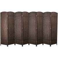 Cocosica Weave Fiber Room Divider Natural Fiber Folding Privacy Screen with Stainless Steel Hinge & 8 Panel Room Screen Divider Separator for Decorating Bedding Dining Study and Sitting Room
