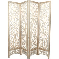 Deco 79 Modern Farmhouse Wood Room Divider Indoor Folding Portable Partition Screen 80" L x 1" W x 72" H Brown