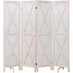 ECOMEX 4 Panel Room Divider 5.8 Ft Tall Folding Privacy Screens Room Divider Wood Room Screen Divider Freestanding Room Separator Temporary Wall Divider White