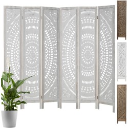 ECOMEX Carved Wood Room Dividers 6 Panel 5.6 FT Tall White Room Dividers and Folding Privacy Screens Room Screen Divider Freestanding Wooden Screen Room Divider Wall Dividers for Room Separation