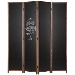 MyGift Dark Brown Wood Folding Room Divider with Chalkboard Panels 4 Panel Privacy Screen