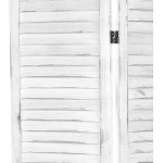 MyGift Whitewashed Wood 3 Panel Screen Folding Louvered Room Divider