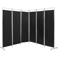 Nightcore 6 Ft Room Divider 6 Panel Folding Privacy Screen Freestanding Partition with Adjustable Foot Pads Perfect Wall Divider for Home Office Black