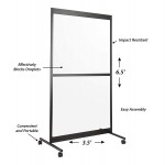Norwood Commercial Furniture Clear Room Divider Partition Portable Sneeze Guard Screen on Wheels for Social Distancing Home Office Waiting Area or School 3.5’ W x 6.5’ H Single Panel w Crossbar