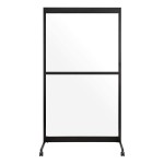 Norwood Commercial Furniture Clear Room Divider Partition Portable Sneeze Guard Screen on Wheels for Social Distancing Home Office Waiting Area or School 3.5’ W x 6.5’ H Single Panel w Crossbar