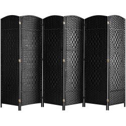 oneinmil Room Dividers 6ft Tall Folding Room Divider Freestanding 6 Panels Room Divider Double Hinged Privacy Panel Screens Made from Paper Vine Solid Wood Coffee