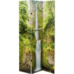 ORIENTAL Furniture Tall Double Sided Mountaintop Waterfall Canvas Room Divider 6' 32"