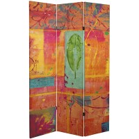 ORIENTAL Furniture Tall Double Sided Tangerine Dream Canvas Room Divider 6' 2' x 3'