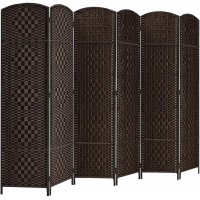 RHF 6 ft. Tall- 19" X Wide-Diamond Weave Fiber Room Divider,Double Hinged,6 Panel Room Divider Screen Room Dividers and Folding Privacy Screens 6 Panel Freestanding Room Dividers-Dark Coffee 6 Panel