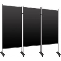 Room Divider Folding Partition Privacy Screen Office Partition Room Divider Wall with Non-See-Through Fabric Dividers for Bedroom Restaurant School Church 102"x71" Black