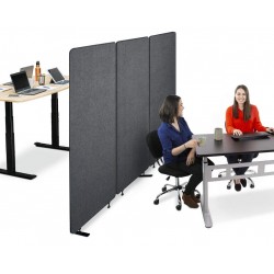Stand Steady ZipPanels Office Partition | Room Dividers | Three Zip Together Panels Provide Privacy and Reduce Ambient Noise in Workspace Classroom and Healthcare Dark Gray