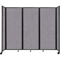 Versare Room Divider 360 Portable Wall Partition | Freestanding Office Dividers | Locking Wheels | Temporary Room Separator | 8'6" x 7'6" Cloud Gray Fabric Panels