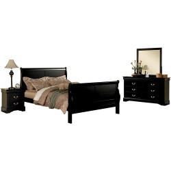 Acme Furniture Louis Philippe III Queen 4-Piece Bedroom Set Black